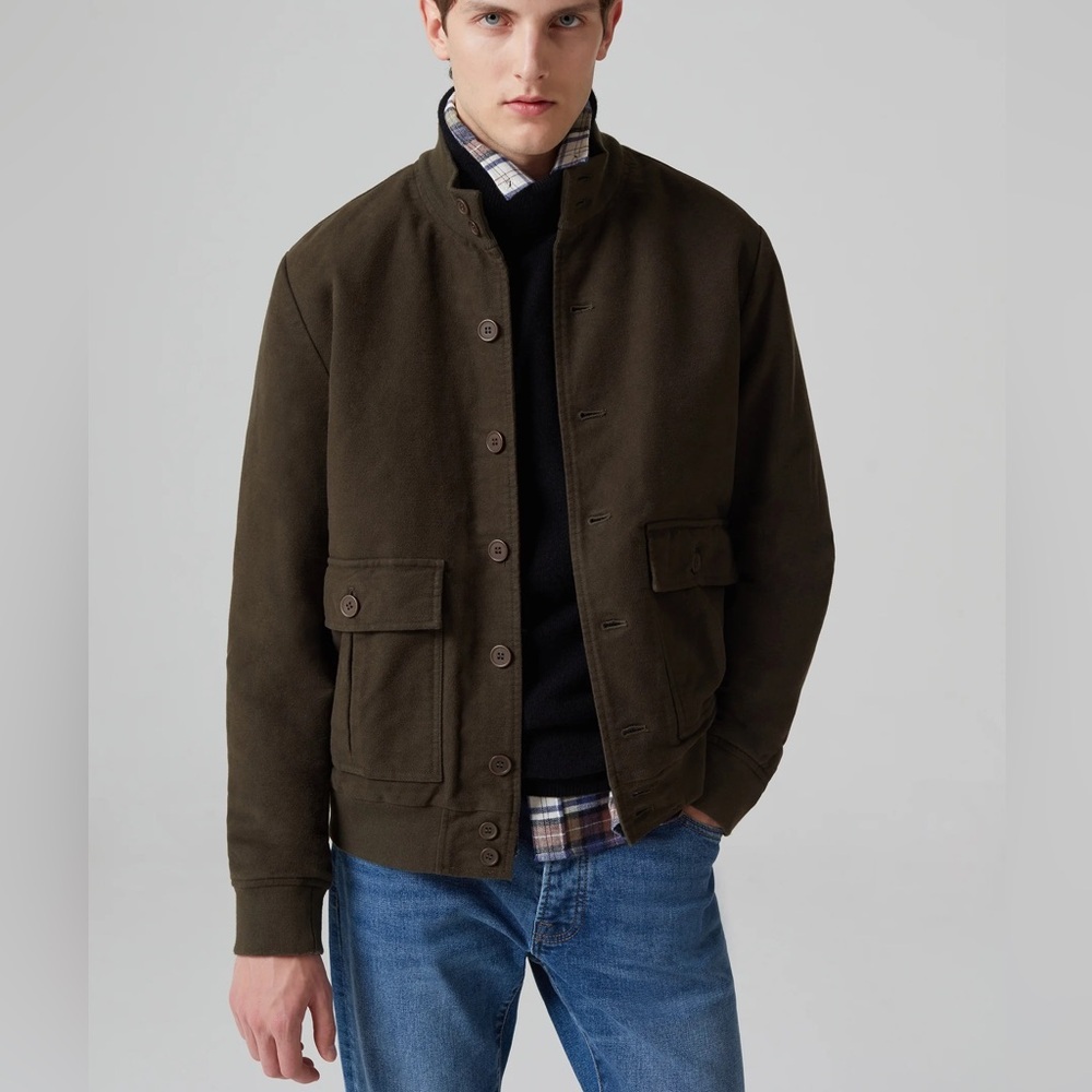 Piombo Men’s Army Green Jacket with High Neck SZ Large NWT